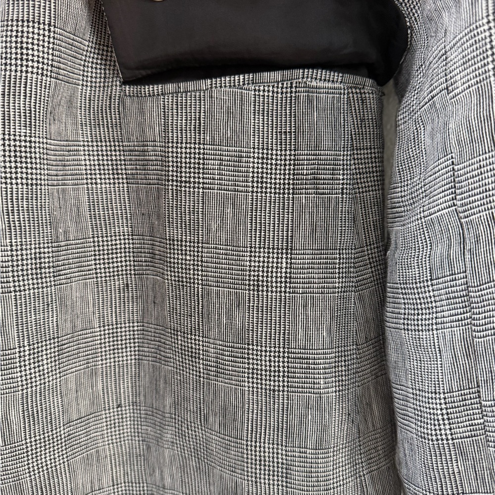 Massimo Dutti Elegant Gray Blazer Size 10 Linen Plaid Jacket - Picture 5 of 15